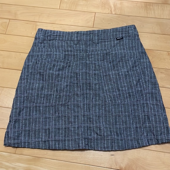RVCA Rowdy Plaid Denim Mini Skirt High Waisted - Picture 9 of 9